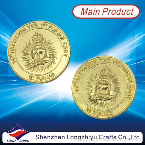 Memory Commemorative 18k Gold Plating Round Embossed Logo Gold Medal Coins, Fashion Gold Badge Medal Coin, Souvenir Promotion Coin